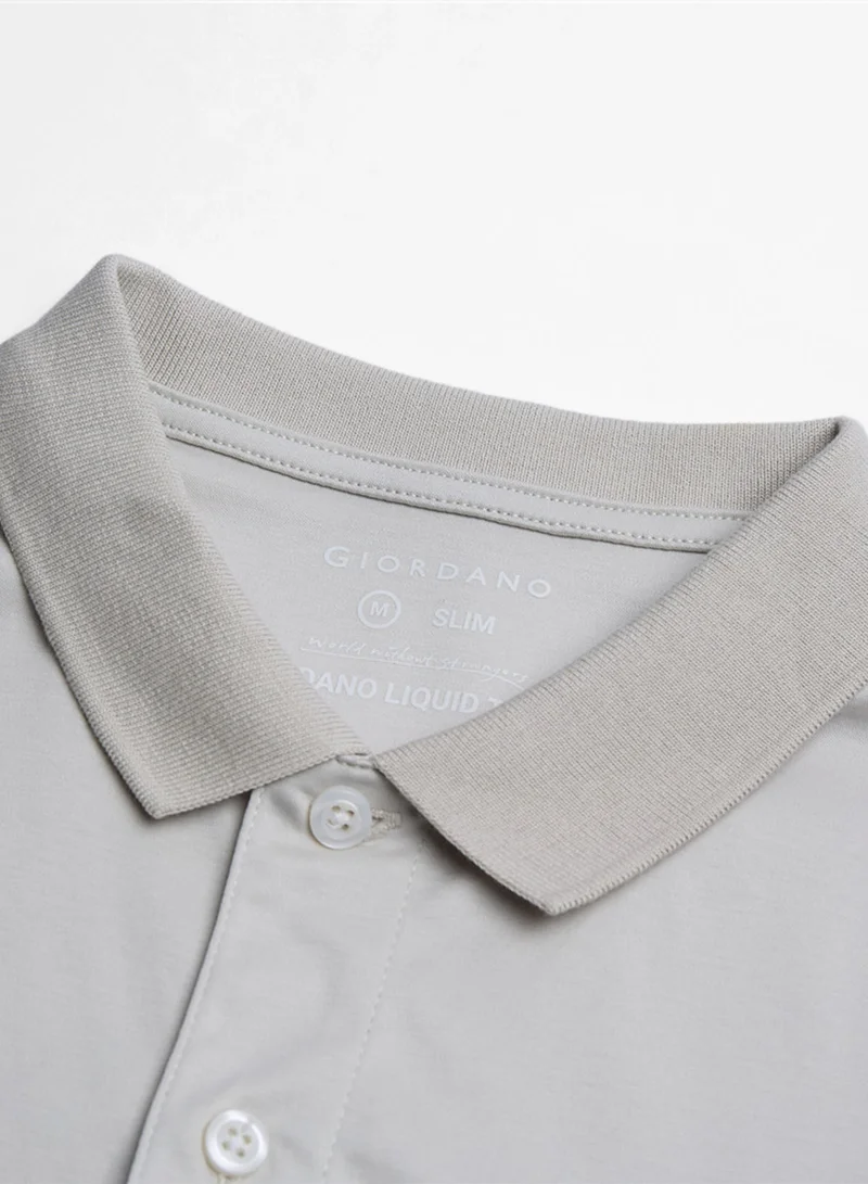 GIORDANO  Men’s Slim Fit Liquid Touch Cotton Interlock Polo for Men | Best Price UAE